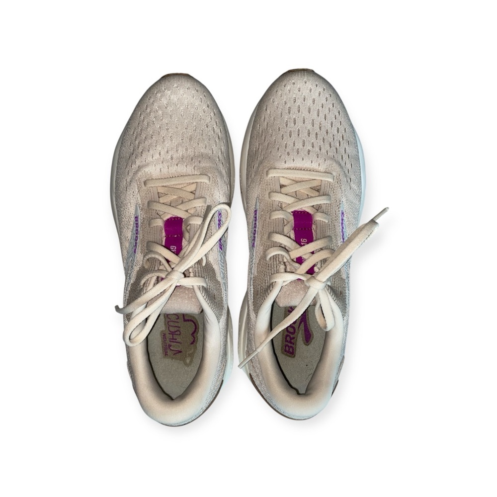Brooks Ghost Sneakers Almond Peach/Coconut/Purple size W10 - Picture 3 of 7